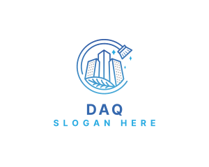 Mop - Building Broom Cleaning logo design