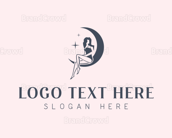 Woman Crescent Moon Logo