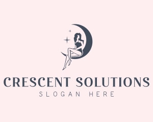 Woman Crescent Moon logo design