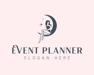 Female - Woman Crescent Moon logo design