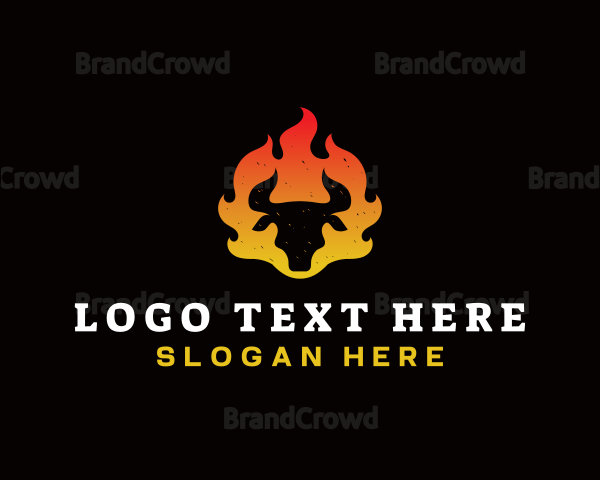 Flaming BBQ Steak Logo