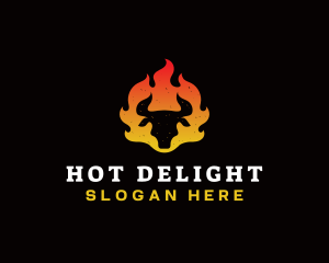 Flaming BBQ Steak logo design