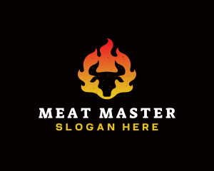 Flaming BBQ Steak logo design