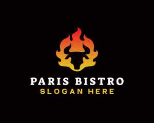 Flaming BBQ Steak logo design