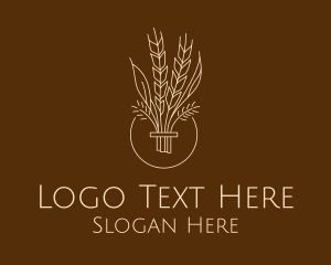 Minimalist Wheat Grain  Logo