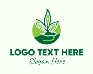 Vegetarian - Hand Leaf Plant logo design