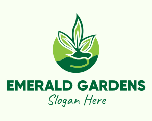 Hand Leaf Plant logo design