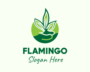 Landscaping - Hand Leaf Plant logo design