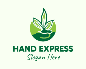 Hand Leaf Plant logo design