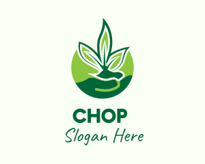 Green - Hand Leaf Plant logo design