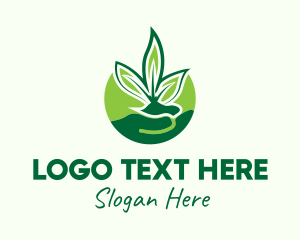 Hand - Hand Leaf Plant logo design