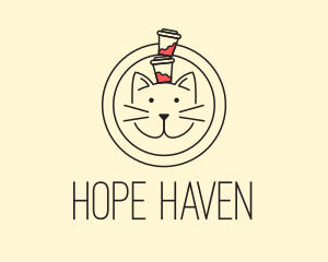 Coffee - Minimal Cat Cafe logo design