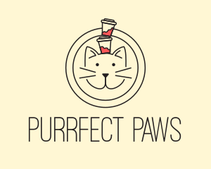 Minimal Cat Cafe logo design