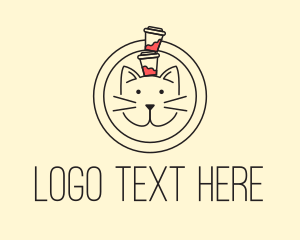 Coffee Shop - Minimal Cat Cafe logo design