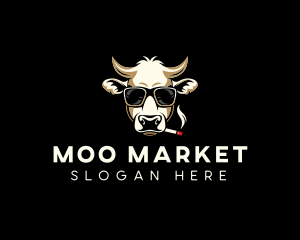 Sunglasses Cow Cigarette logo design