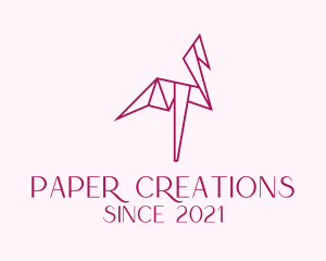 Papercraft - Heron Bird Origami logo design