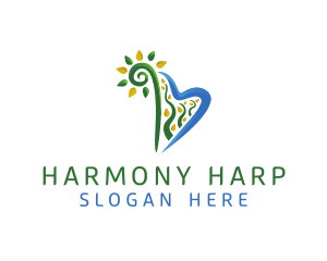 Harp - Nature Harp Letter B logo design