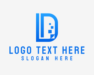 Application - Pixelated Software Letter D logo design