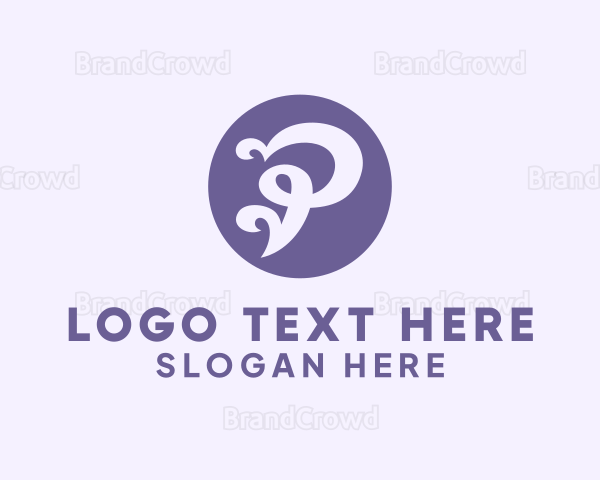 Violet Fancy Letter P Logo