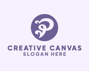 Artsy - Violet Fancy Letter P logo design