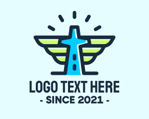 Christian - Cross Tower Wings logo design