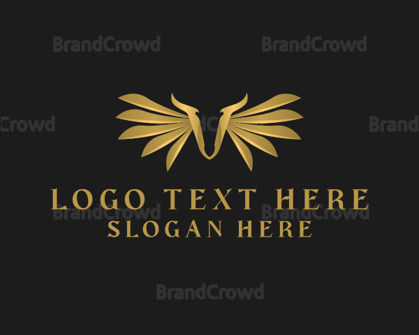 Golden Wings Letter V Logo