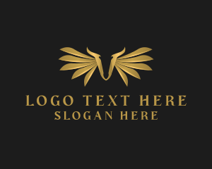 Aeronautics - Golden Wings Letter V logo design