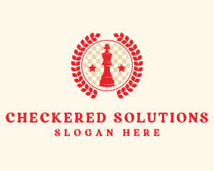 Checkered - Chess King Wreath logo design
