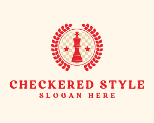 Checkered - Chess King Wreath logo design