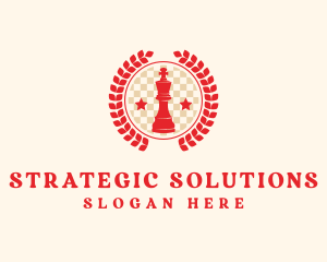 Strategy - Chess King Wreath logo design