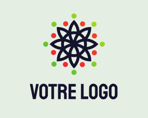 Multicolor Dotted Flower  logo design