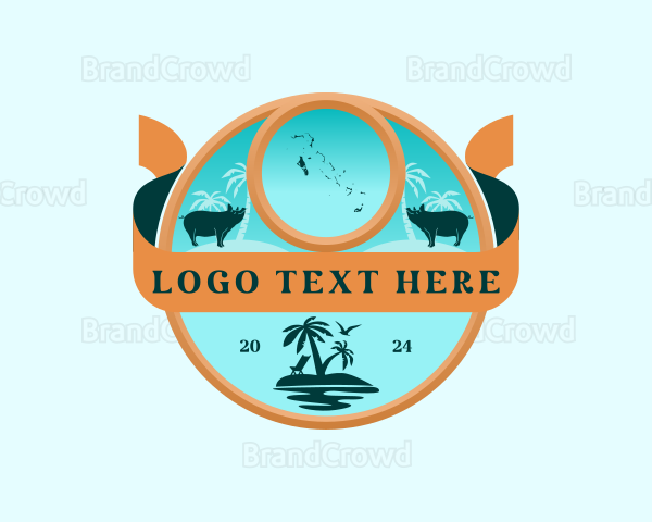 Bahamas Map Beach Logo