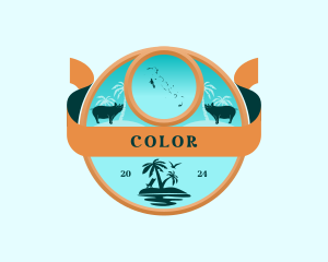 Island - Bahamas Map Beach logo design