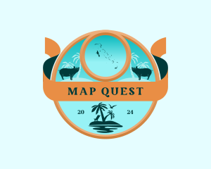 Bahamas Map Beach logo design