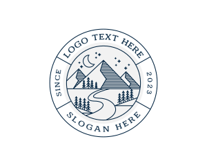 Trekking - Mountain Nature Camping logo design