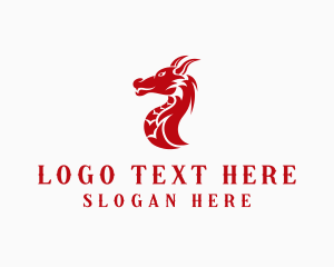 Heraldic - Gaming Dragon Creature logo design