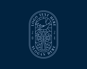 Biblical - Catholic Cross Dove logo design