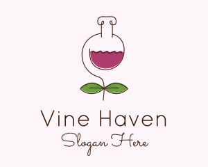 Wine Flower Flask logo design