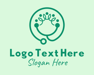 Medical Center - Green Organic Stethoscope logo design