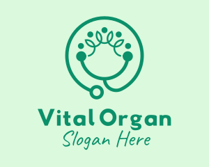 Green Organic Stethoscope  logo design