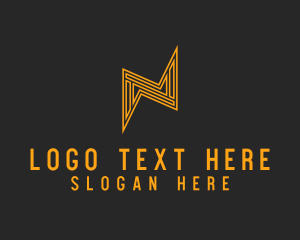 Battery - Golden Volt Letter N logo design