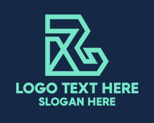 Blue City - Green Polygon Letter R logo design
