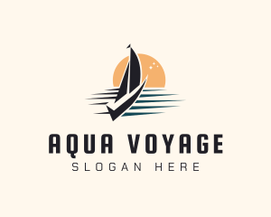 Yacht Sail Sunset logo design