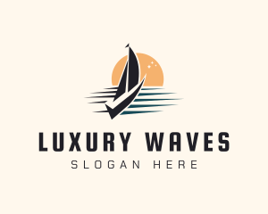 Yacht Sail Sunset logo design