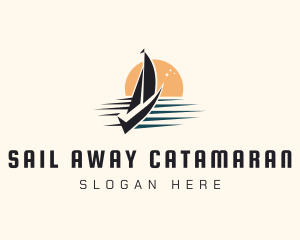 Yacht Sail Sunset logo design