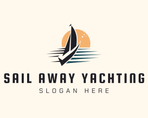 Yacht Sail Sunset logo design