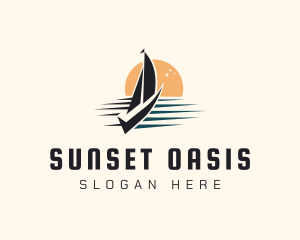 Yacht Sail Sunset logo design