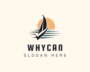 Fisherman - Yacht Sail Sunset logo design