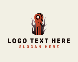 Automotive - Torque Wrench Mechanic Fire logo design