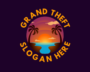 Sea - Sunset Island Travel logo design